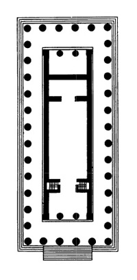 Архитектура Древней Греции. Сегеста. Дорический храм, около 430 г. до н.э. План (целла показана предположительно)
