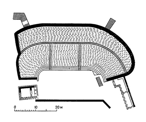 Архитектура Древней Греции. Театр в Форике, около 400 г. до н. э. (?). План