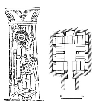 Архитектура Древнего Рима. Черветери. Гробница Рельефов, III в. до н.э. Колонна, план