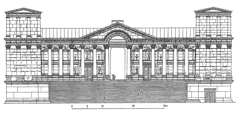 Архитектура Древнего Рима. Баальбек (Сирия). Фасад пропилей Большого храма