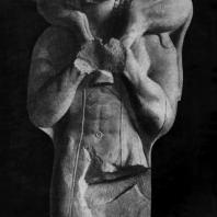 Мосхофор (человек, несущий теленка) с Афинского акрополя. Мрамор. Около 570 г. до н. э. Афины. Музей Акрополя