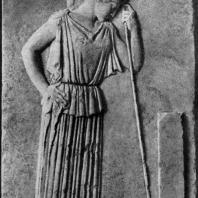 Афина, опирающаяся на копье. Мраморный рельеф с Афинского акрополя. Около 460 г. до н. э. Афины. Музей Акрополя