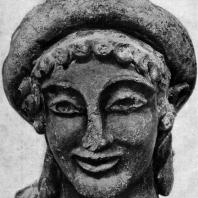 Голова Гермеса из Вей. Глина. Около 500 г. до н. э. Рим. Вилла папы Юлия