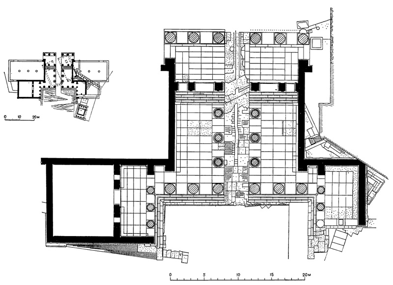 Архитектура Древней Греции. Афины. Пропилеи Акрополя. План (детальный и схематический)