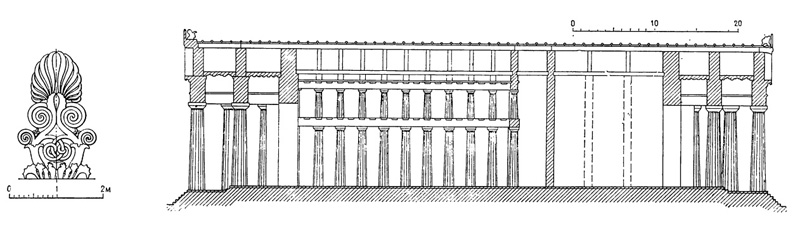 Архитектура Древней Греции. Афины. Парфенон. Продольный разрез (реконструкция), акротерий