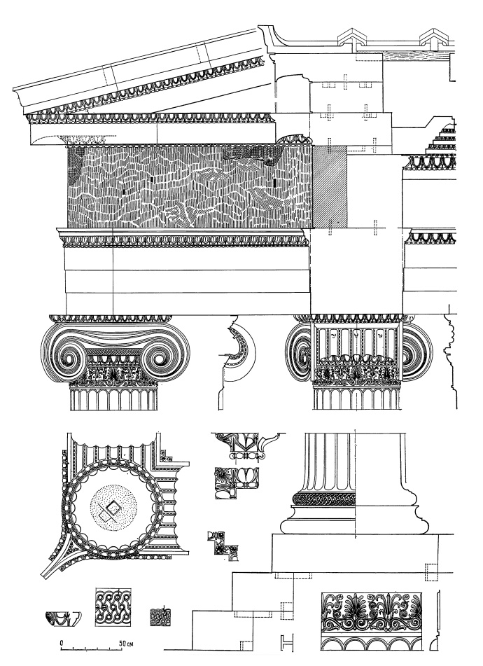 Архитектура Древней Греции. Афины. Эрехтейон. Северный портик, ордер (по Стивенсу и Патону)