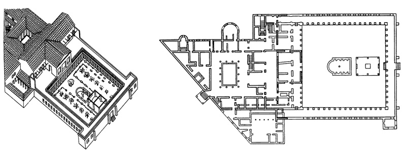 Архитектура Древнего Рима. Помпеи. Вилла Диомеда. I в. до н.э. Общий вид (реконструкция), план