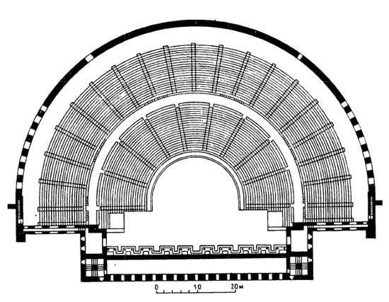 Архитектура Древнего Рима. Аспенд. Театр, II в. н.э. План