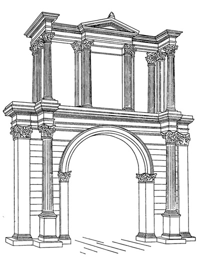 Архитектура Древнего Рима. Афины. Арка Адриана, 120 г. н.э.