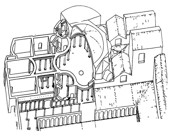 Архитектура Древнего Рима. Тибур. Вилла Адриана, 118—138 гг. н.э. Реконструкция главного здания Золотой площади