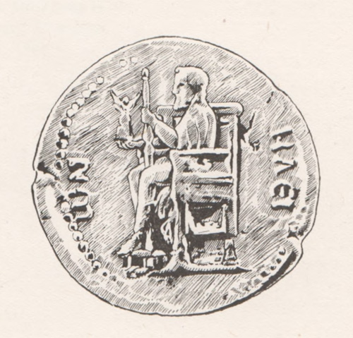 Изображение статуи Зевса на монете из Элиды (II в. н.э.)