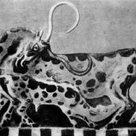 Коза с козленком. Фаянсовая табличка. Середина 2 тысячелетия до н. э. Гераклейон. Музей