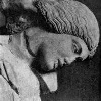 Женщина, схваченная кентавром за волосы, с западного фронтона храма Зевса в Олимпии. Голова