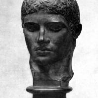 Мирон. Дискобол. Голова. Около 450 г. до н. э. Мраморная римская копия с утраченного бронзового оригинала. Рим. Музей Терм