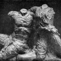 Фидий и его ученики. Кекроп и его дочь Пандроса с западного фронтона Парфенона. Мрамор. Афины. Парфенон