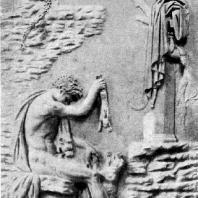 Геракл с собакой. Мраморная римская копия с рельефа 2 в. до н. э. Париж. Лувр