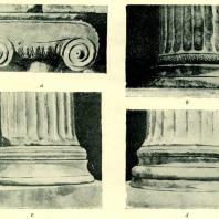 Храм Нике Аптерос (a, c), Эрехтейон (b) и Пропилеи (d)